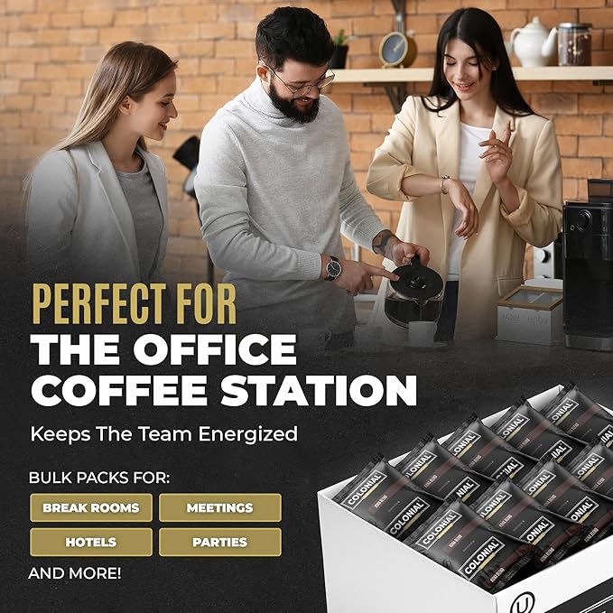 Colonial Coffee 12 Count Single Pot Coffee Packets – Assorted Variety Pack, Medium & Dark Roast Blends | Pre-Measured Frac Packs for 12 Cup Maker | Bulk Ground Gourmet Coffee for Home & Office