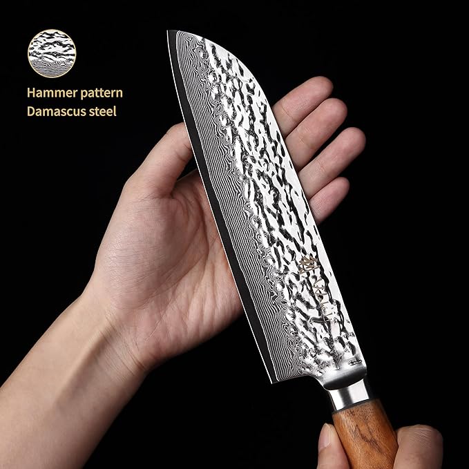 Wakoli Damascus Knife Block Set – 4-Piece Professional Chef Knife Collection with Magnetic Block | Genuine 67-Layer Damascus Steel Blades with VG10 Core | Ergonomic Zebrawood Handles