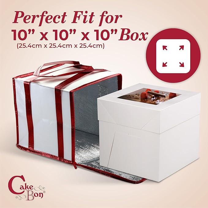 Cakebon 10-Inch Insulated Cake Bag with Ice Pack Sheets – Premium Cooling Solution for Cakes, Pastries & Cupcakes – Durable, Reusable, Moisture-Proof Design for Bakers & Food Deliveries (1-pack)