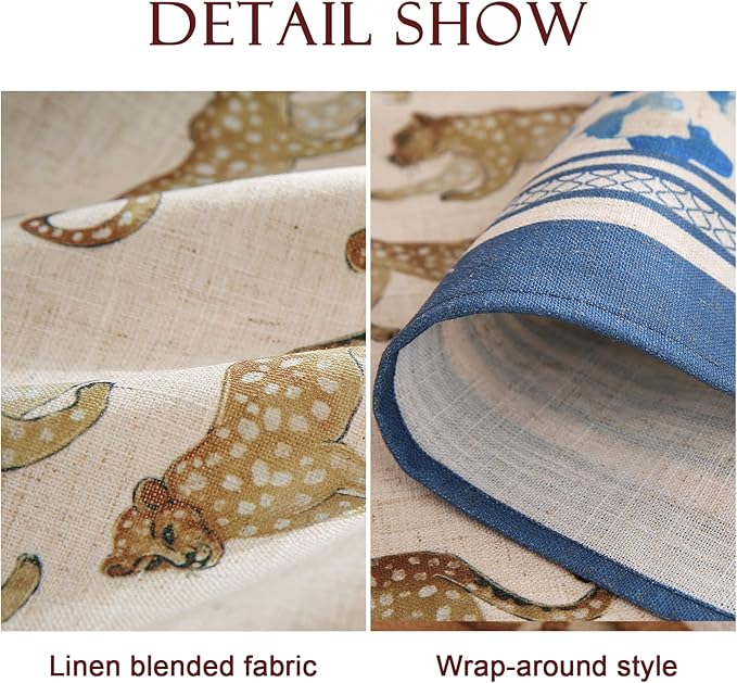 patdrea Designer Leopard Animal Linen Small Table Cloth for Square Table,Vintage Breathable Soft Tablecloth,Dacorative Cover for Kitchen Dining,Holiday,Christmas,Thanksgiving,55"x55"-from