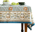 patdrea Designer French Linen Blue Tablecloth for Rectangle Table,Vintage Floral Table Cloth,Colorful Decoration Fall Cover Kitchen Dining for Thanksgiving,Tea Party,Christmas,55"x71"-Wensel