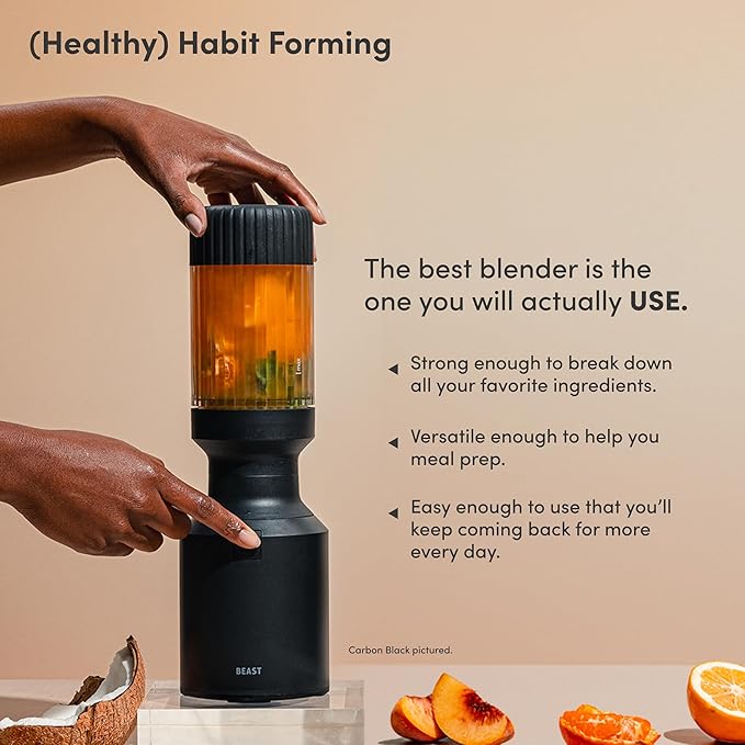 The Beast Mini Blender | Mini Countertop Kitchen Blender | Blend Smoothies and Shakes, Dressings, Sauces, Dips | Straw Cap and Straws Included | 600W (Mist)
