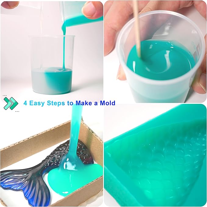 BBDINO Silicone Mold Making Kit, Super Elastic Liquid Silicone for Molds Making 3h Fast Cure 1 Gallon Kit (140.8oz) Translucent, 1A:1B Mixing Ideal for Molds Casting of Resin/Candle/Soap/Plaster