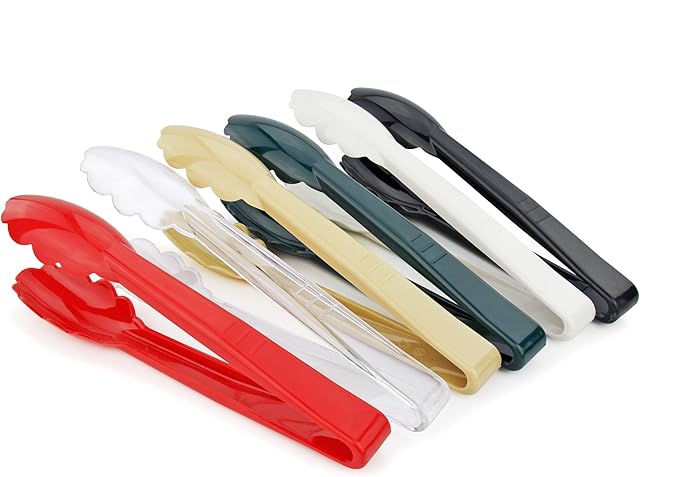 New Star Foodservice 35551 Utility Tong, High Heat Plastic, Scalloped, 12 inch, Set of 12, White
