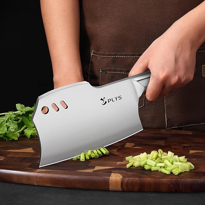 Plys Meat Cleaver Knife, Heavy Duty Bone Chopper for Kitchen, 7.2 inch -Double-Edged Butcher Knife, Gifts for Men