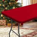 homing Rectangle Table Cloth Cover, Waterproof Polyester Elastic Fitted Tablecloth, Fits for 6 Foot Folding Tables, Washable Table Protector for Christmas, Holiday, Party (Red, 30" x 72")
