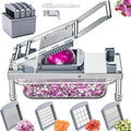 Stainless Steel Vegetable Chopper with 4 Blades - Pro Food Chopper with Container - Veggie Salad Onion Chopper - Potato Dicer - Tomato Cutter