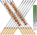 21.5 inch Long Flat Skewers for Kabobs (12 PCS),0.4" Wide 304 Stainless Steel Barbecue Kebab Skewers for Grilling with Wood Handle,Durable for BBQ Metal Kabob Skewer Sticks for Outdoor