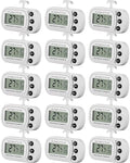 Frienda 16 Pack White Digital Fridge Thermometer Waterproof Refrigerator and Freezer Room Max/min Record Function LCD Screen Refrigerator Thermometer with Hook and Magnetic Back for Home