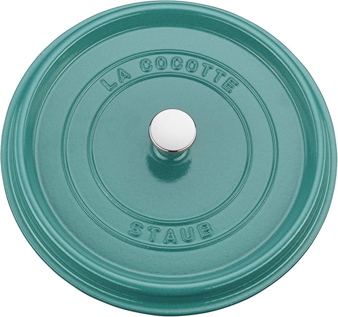 STAUB Cast Iron Round Cocotte, Dutch Oven, 4-quart, serves 3-4, Made in France, Turquoise