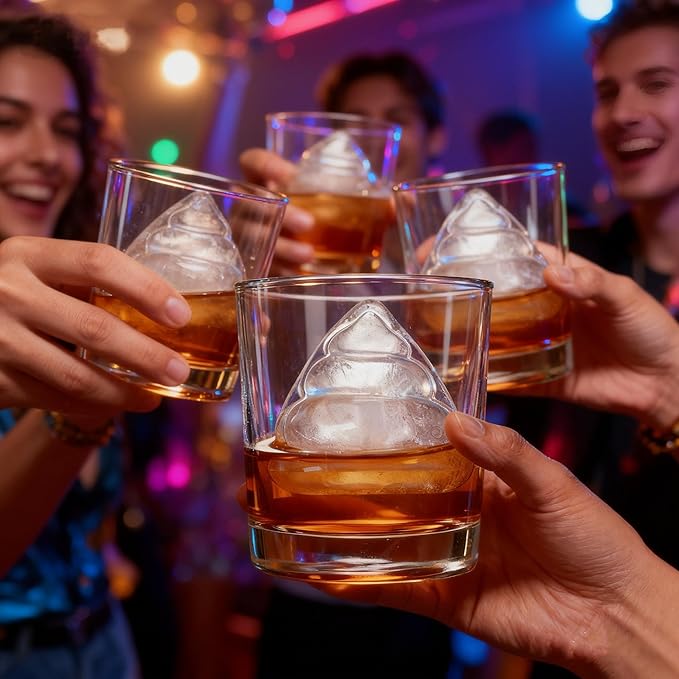 Poop Ice Cube Mold - Large 4-Cube Funny Prank Ice Molds for Cocktails, Whiskey & Parties | Novelty Ice Trays for Poop Soap & Gags