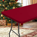 homing Rectangle Table Cloth Cover, Waterproof Polyester Elastic Fitted Tablecloth, Fits for 6 Foot Folding Tables, Washable Table Protector for Picnic, Camping, Outdoor (Wine Red, 30" x 72")
