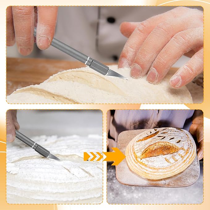 Upgraded Bread Lame with 10 Blades - Professional sourdough Scoring Tool for bread scoring tool, Safety Cover & Ergonomic Handle - Premium Bread Scoring Knife for Artisan Bread Making