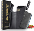 SliceElite Elite Series 7 Inch Meat Cleaver Knife Damascus VG10 Core Forged Carbon Fiber Handle Heavy Duty Chopper Sharp Kitchen Butcher Bone Cutter Vegetable Fruit Chef Tool Dual Protection Gift