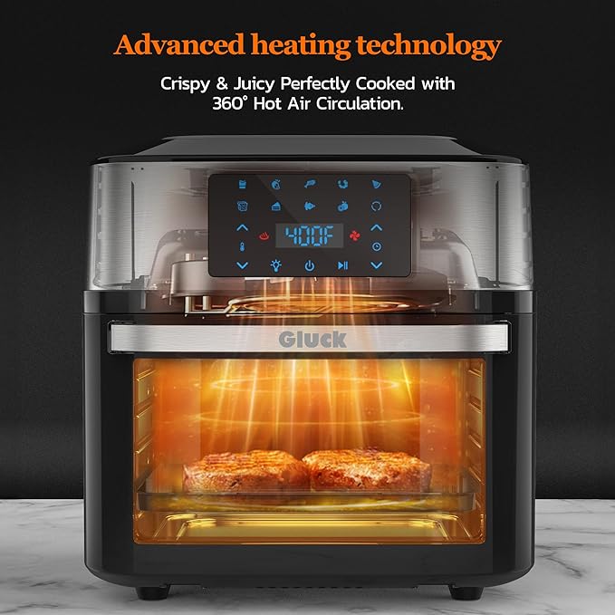Air Fryer Oven Large 20 QT, 10-in-1 Toaster Oven Air Fryer Combo with Window for Family, Airfryer Oven with Rotisserie, 3 Dehydrating Racks