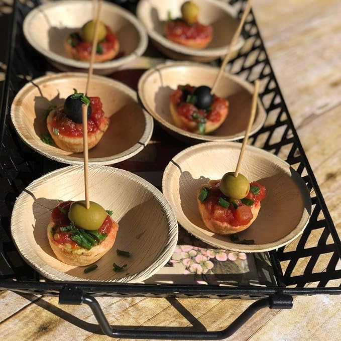 Raj Palm Leaf Bulk Bowls [200-Pack] 4" Round Bowls (16 CASES - 3200 PACK) like Bamboo bowls Disposable, Strong, Decorative Compostable Tableware for weddings, Camping, Outdoor