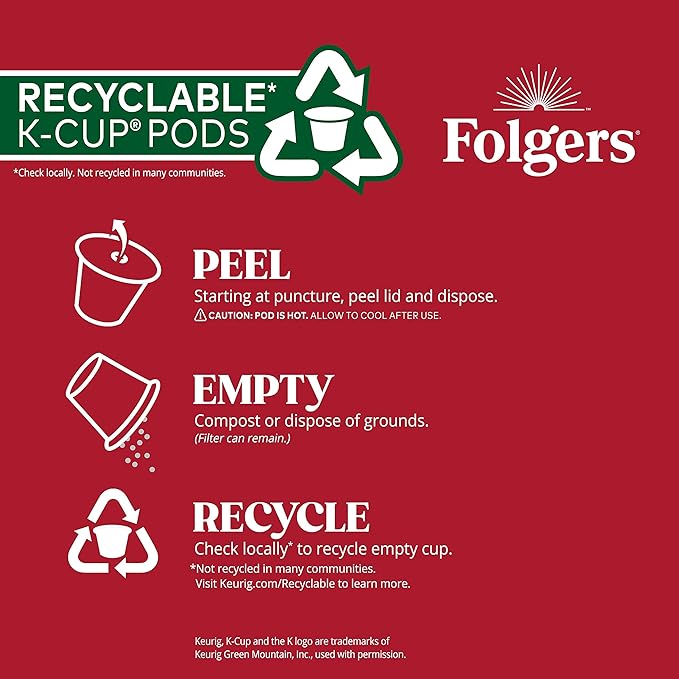 Folgers Colombian Coffee, Medium Roast, Keurig K-Cup Pods, 10 Count Box (Pack of 6)
