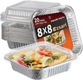 8x8 Aluminum Pans with Clear Lids - 20 Pack Disposable Baking Pans, Heavy Duty Tin Foil Trays for Cake Baking, Cooking, Heating, Storing, Prepping Food