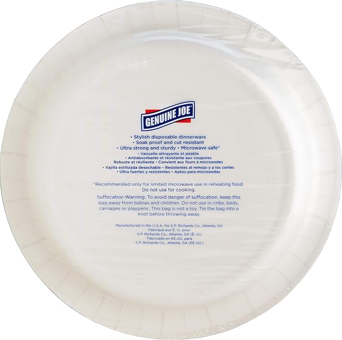 Genuine Joe Printed Paper Plates, 10" (Pack of 125)