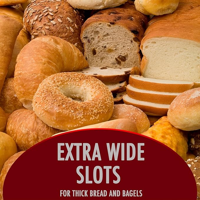 Rae Dunn Toaster, Stainless Steel 2 Slice Square Toaster, Wide Slot with 5 Browning Levels, with Bagel, Defrost and Cancel Options (Baby Blue)