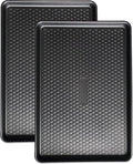 Large Baking Sheet Set (2 Pack) - Half Sheet Pan 17.7x12.2 Inch, 0.8mm Heavy Duty Carbon Steel, Nonstick & Warp Resistant Cookie Sheet for Baking, Roasting, Textured Pattern, Dark Grey