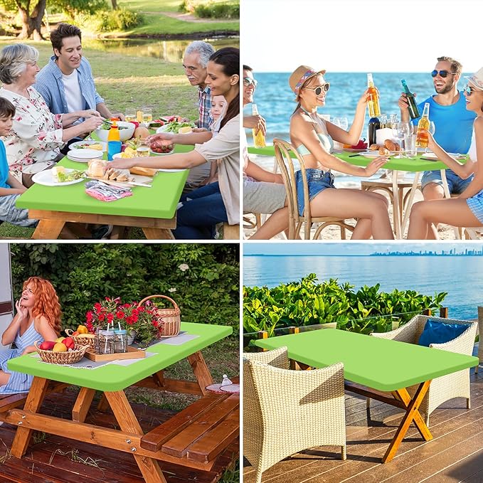 homing Rectangle Table Cloth Cover, Waterproof Polyester Elastic Fitted Tablecloth, Fits for 5 Foot Folding Tables, Washable Table Protector for Picnic, Camping, Outdoor (Lime Green, 30" x 60")