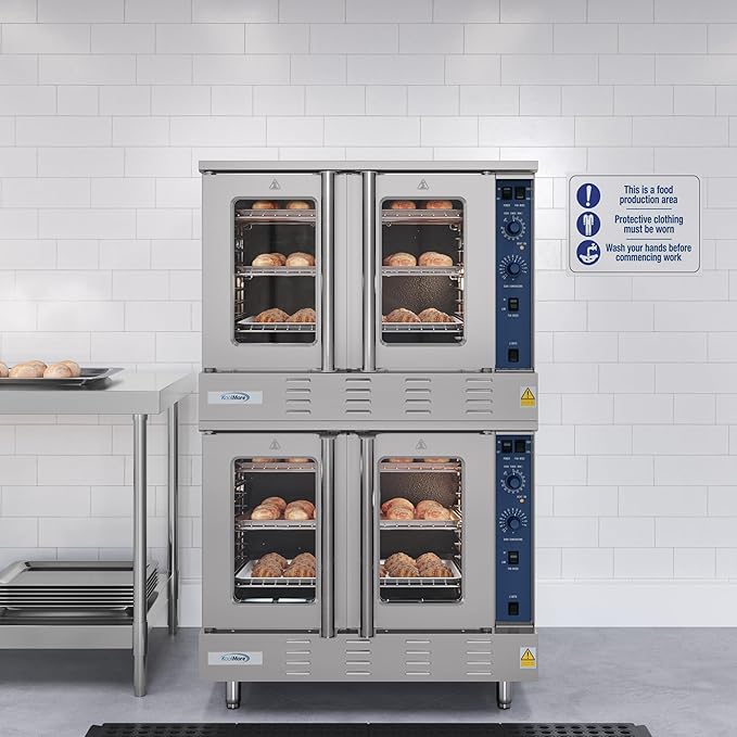 KoolMore 38 in. Full Size Double Commercial Liquid Propane Convection Oven 108,000 BTU With Stacking Kit in Stainless-Steel (KM-DCCO54-LP)