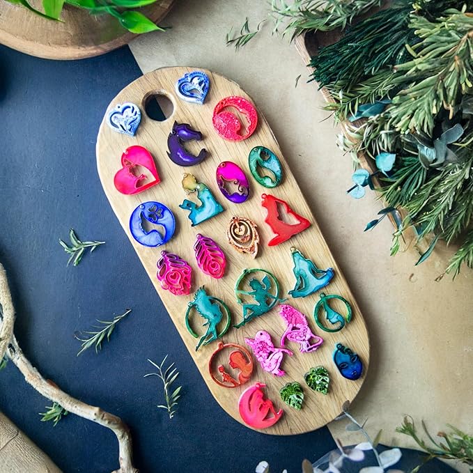 Keychain Resin Molds Silicone with Hole, UV Resin Jewelry Mold, Epoxy Resin Molds for Keychain Pendant Jewelry Making Molds for Epoxy Resin Earring Mold, Earrings, Necklace