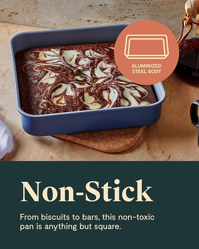 Caraway Non-Stick Ceramic 9” Square Pan - Naturally Slick Ceramic Coating - Non-Toxic, PTFE & PFOA Free - Perfect for Brownies, Lemon Bars, Cakes, & More - Marigold