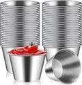 50 Pcs 2.5oz Metal Ramekins Stainless Steel Sauce Dipping Cups Ramekins Bulk Sauce Container Round Dipping Bowls Condiment Cup for Dish Butter Kitchen Restaurant Serving Party Dinner Cooking