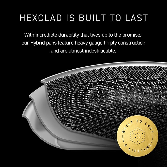 HexClad Hybrid Nonstick 3-Quart Saucepan with Tempered Glass Lid, Stay-Cool Handle, Dishwasher-Friendly, Oven-Safe Up to 900°F, Induction Ready, Compatible with All Cooktops