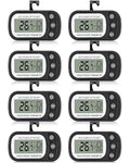 Frienda 8 Pack Black Digital Fridge Thermometer Waterproof Refrigerator and Freezer Room Max/min Record Function LCD Screen Refrigerator Thermometer with Hook and Magnetic Back for Home