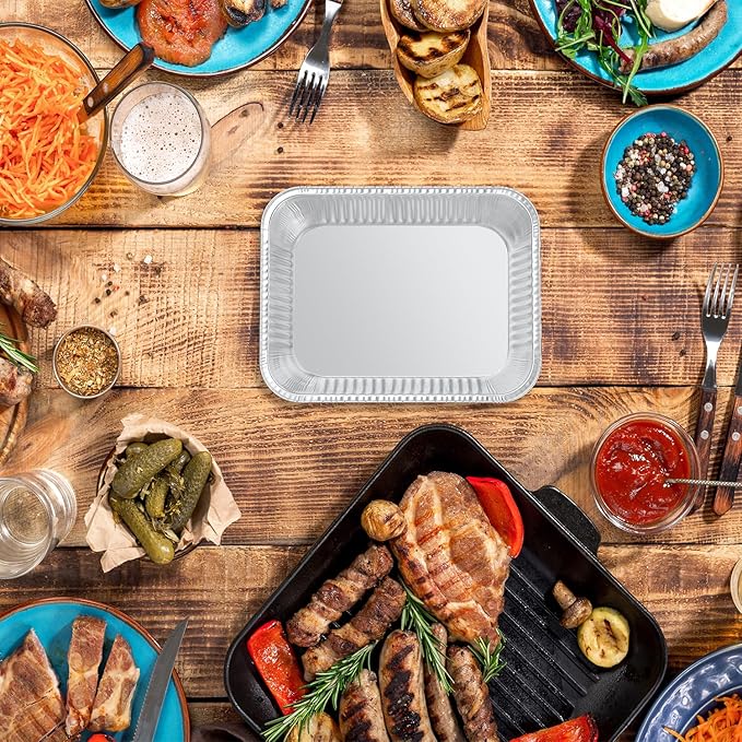 WANBAO 20 PACK 9.8"x7.2" Disposable Tin Foil Pans with Lids 4 LB Aluminum Pans To Go Containers for Cooking, Baking, Catering Party Meal Prep, Take Out, Freeze