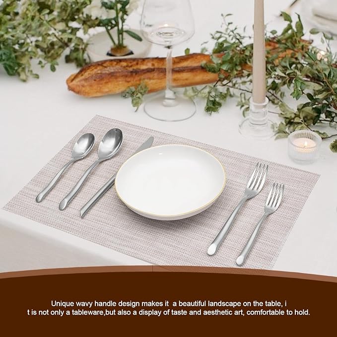 20-Piece Silverware Set with Handle, Stainless Steel Flatware Set, Cutlery Set Mirror Polished, Dishwasher Safe, Service for 4