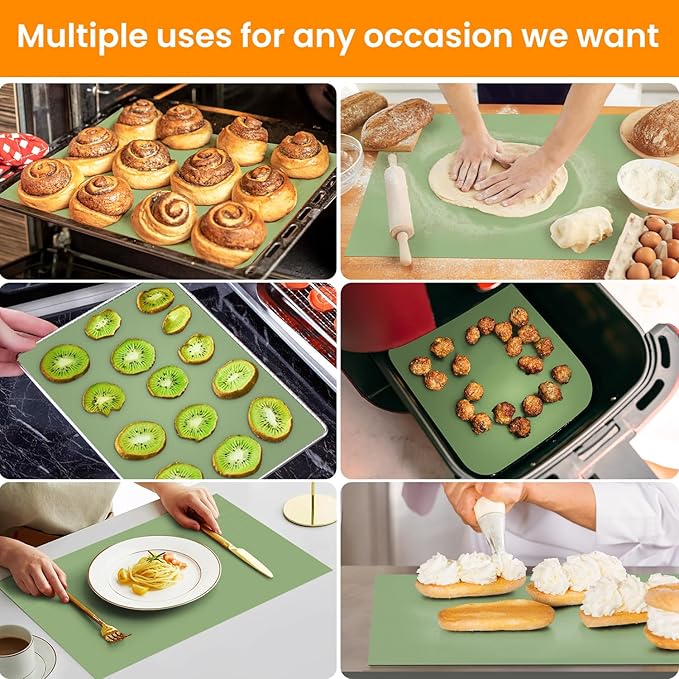Silicone Baking Mat Roll - Best German Silicone - Heat Resistant Baking Macaron Bread Mat, Non-stick Pastry Mat, Reusable Dough Rolling Mat 12IN -6FT