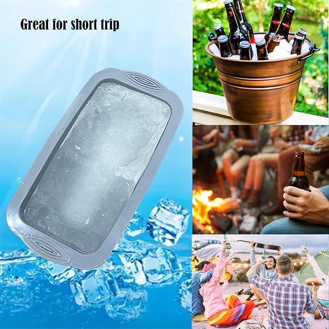 6Pcs Ice Mold for Ice Bath, YINOWON Large Silicone Ice Block Molds for Ice Bath, Large Ice Cube Molds for Cold Plunge Or Coolers, Ice Tray for Bath (Black and Gray)