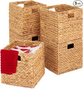 Best Choice Products 10.5x10.5in Pack of 5 Cube Storage Baskets, Water Hyacinth Multipurpose Collapsible Organizers, Handwoven Laundry Totes for Laundry, Living Room, Kids Room & Nursery - Natural