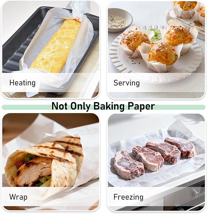 EcoDispose Non-Stick Precut Parchment Paper Baking Sheets Full Pan liner for Bake (12-3/16" x 16-3/8",White,100PCS)