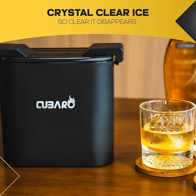 2.4" Patterned Clear Ice Cube Maker – Premium Textured Square Ice Mold with Hard Shell Case & Bonus Freezer Bag – Crystal Clear Ice with Lattice Detail for Whiskey & Cocktails