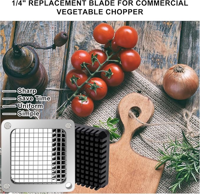 2Pcs 1/4''Replacement Chopper Blade, Commercial Vegetable Chopper Dicer Stainless Steel Blade and Pusher Block for Fruit Cutting Machine Tomato onion French Fries Cutter