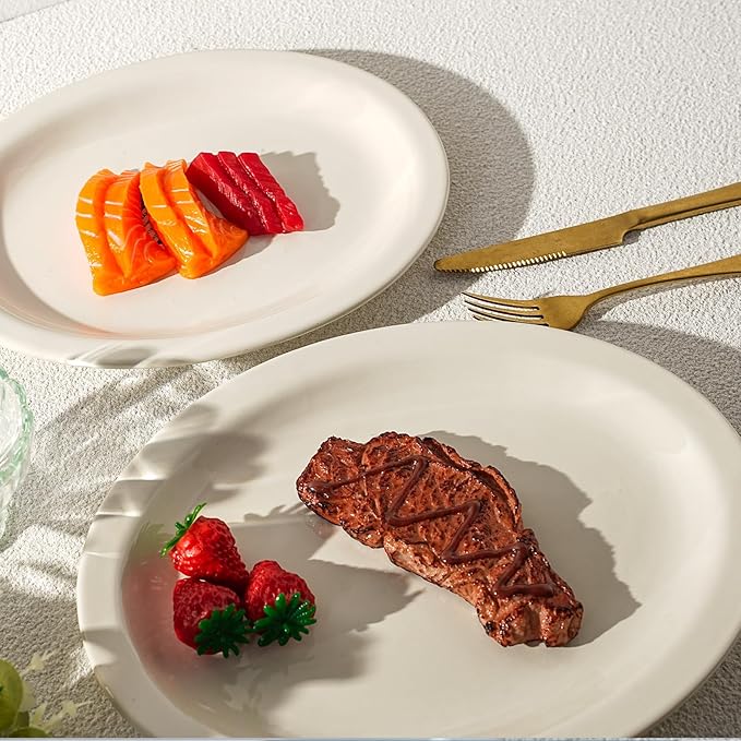 Stoneware Narrow Rim Commercial Grade Dinnerware (America White, Platter 13.5" x 10.5")