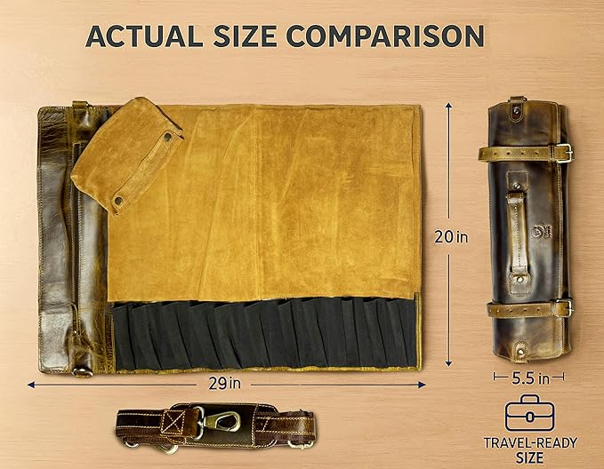 Rustic Town Genuine Leather Chef Knife Roll All Purpose Chef Roll
