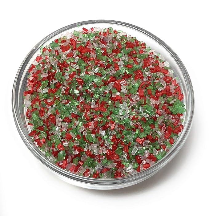 Snowy River Holiday Cocktail Sugar - Naturally Colored Red, White & Green Festive Cocktail Rimmer, Beverage Rimmer, Margaritas, Kosher (Holiday, 3oz Gift Bottle)