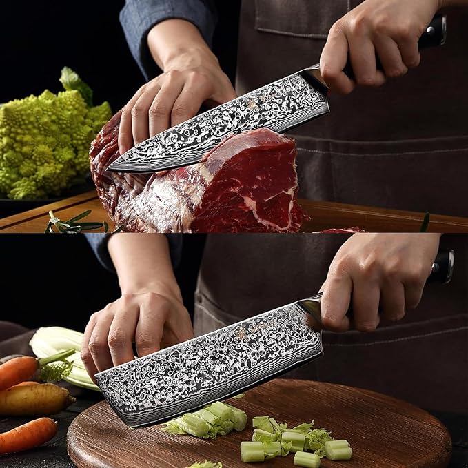 Wakoli Knife Block Sets – 5-Piece Professional Damascus Kitchen Knife Set with Magnetic Block | G10 Handles & VG10 Core | Gift Box (Elite Cuisine)