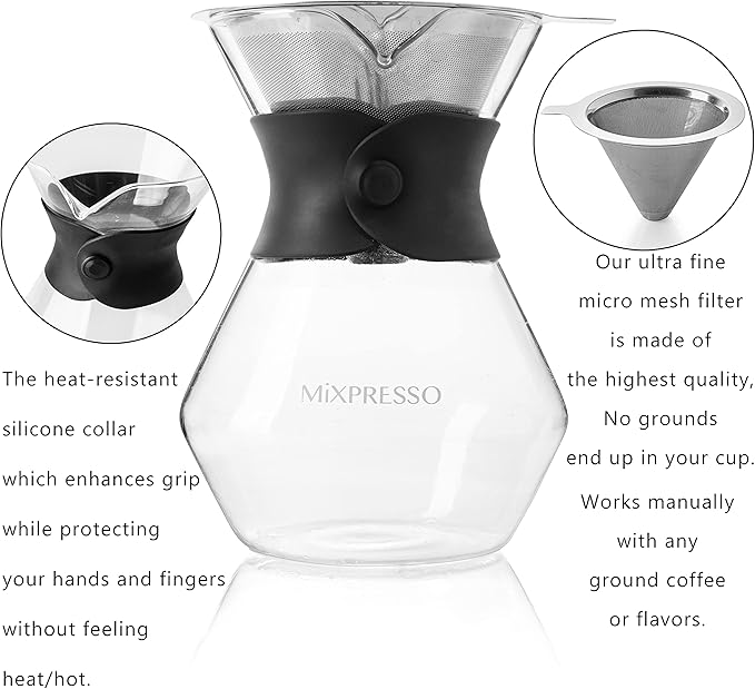 Mixpresso Gooseneck Pour Over Coffee Kettle - Barista Pour Control Design for Tea, 1.2 Liter (40 Oz) High-Grade Stainless Steel Drip Induction Cooker, Copper Stovetop Kettle