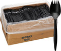 1,000 Plastic Disposable Sporks Bulk Black Medium Weight Disposable Silverware Plastic Cutlery Spork