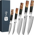 Japanese Knife Set 5 PCS, Damascus High Carbon Stainless Steel Chef Knife Set for Cooking, Kitchen Knives with Gift Box and Resin Wood Handle, Ideal Gift for Men and Women