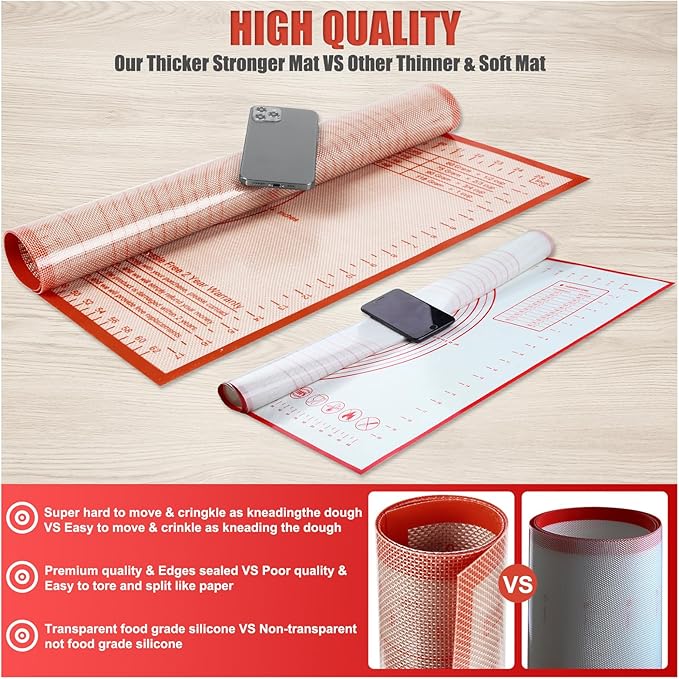 Silicone Pastry Mat 34x26 Inch Nonstick Baking Mats, Kitchen Counter Mat Perfect for Dough, Pastry, Dough Rolling, Pie Crust, Fondant, Pasta, Pizza Mat