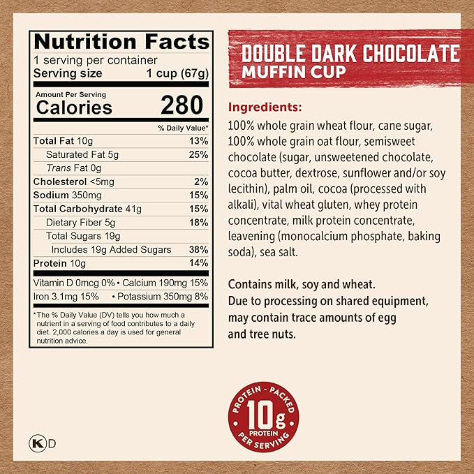 Kodiak Cakes Minute Muffin Cup Variety Pack - 100% Whole Grains, Double Dark Chocolate, Blueberry & Cinnamon Roll (Pack of 12)