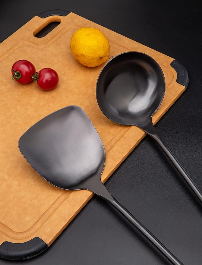 FJNATINH Spatula & Ladle Wok Tool Set, 14.2-15 inches Wok Utensils, Stainless Steel Wok Spatula
